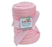 Soft Touch Cellular Baby Blanket. Available in Pink, White or Blue Size 70cm x 90cm (Pink)