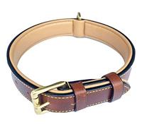 Soft Touch Collars Padded Leather Dog Collar, Brown Medium, Genuine Real Leather, Great for Male or Female Dogs, 20" Inches Long x 1" Inch Wide, Fits Neck Size 14.5" to 17.5"