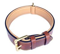 Soft Touch Collars Padded Leather Dog Collar, Large Brown - Genuine Real Leather, 24" long x 1.5 Wide, Fits Neck Size 18" to 21" Inches