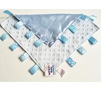 Soft Touch Comforter Blanket with taggies. Taggie Comforter/Comfort Blanket. Great Gift. (Blue Taggie Blanket)