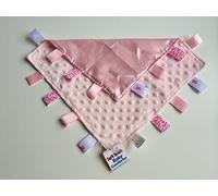 Soft Touch Comforter blanket with taggies. Taggie Comforter / Comfort Blanket. Great Gift. (Pink Taggie blanket)