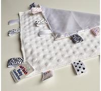 Soft Touch Comforter Blanket with taggies. Taggie Comforter/Comfort Blanket. Great Gift. (White Taggie Blanket)