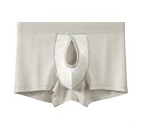 Soft Touch Cotton Spandex Boxer Briefs for Men Featuring Ventilated Separate Pouch and Smooth Waistband (L Gray)