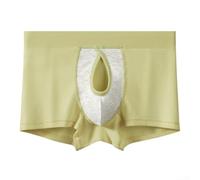 Soft Touch Cotton Spandex Boxer Briefs for Men Featuring Ventilated Separate Pouch and Smooth Waistband (XL Green)