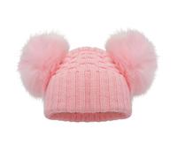 Soft Touch Deluxe Baby Checked Faux Fur Pom Pom Hat - H670