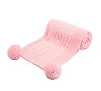 Soft Touch Elegance Cable Knit Pom Pom Blanket Wrap (Pink)