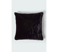 Soft Touch Faux Fur Cushion 46 x 46 cm Homescapes Black One Size