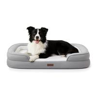 Soft Touch Faux Fur Orthopedic Dog Sofa Bed,Breathable & Waterproof Pet Bed with Removable Washable Cover and Neck Support for Medium,Large,Extra Large Dogs/Cats (Grey, Large)