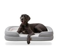 Soft Touch Faux Fur Orthopedic Dog Sofa Bed,Breathable & Waterproof Pet Couch Bed with Removable Washable Cover and Neck Support for Large,Extra Large Dogs/Cats (Grey, X-Large)