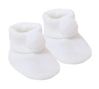 Soft Touch Newborn Baby Boys Girls Pom Booties Knitted Bootees Cute NB-3 Months S408 (White)