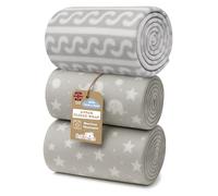 Soft Touch Newborn Essentials Baby Fleece Blanket Set - 3x 75x75cm Micro Plush for Comfort in Car Seat, Cot & Pram - Unisex for Baby Boys & Girls