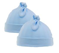 Soft Touch Newborn Essentials Baby Hats, 100% Cotton Newborn Knotty Hats, Twin Pack 0-6 Months, Baby Essentials for Newborn Boy and Baby Girl
