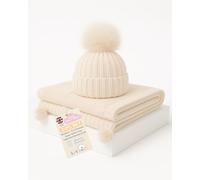 Soft Touch Newborn Essentials Knitted Pompom Hat & Blanket. Winter Accessories for Baby Boys & Girls - Coffee (NB-12M)