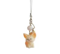 Soft Touch Resin Keychain Lovely Fennec Fox Decorative Portable Safe Grip Key Accessory Fenneck Fox Bag Charm Decoration, フリーサイズ
