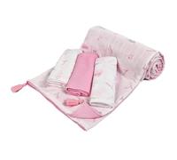 Soft Touch Sage Green Koala Printed Muslin Wrap w/Tassel 80 cm x100 cm & 3 Pack 70 cm x 70 cm Muslin Squares Set; Ultra-Soft & Breathable; Perfect for Swaddling & Burping; 100% Cotton Hypoallergenic