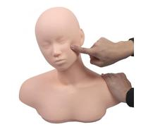 Soft Touch Silicone Mannequin Head with Shoulders, Facial Mannequin Practice Training Head, for Beauty Training, Massage, and Acupuncture, Integrated Acupuncture Points, Excellent Elasticity