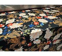 Soft Touch Stretch Spandex Jersey Fabric, per metre - Dragons & Flowers Print - Multicolour
