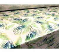 Soft Touch Stretch Spandex Single Jersey Fabric, per metre - Palm Leaves Print - Cream & Green