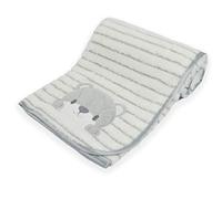 Soft Touch Striped Super Plush Wrap with Bear Embroidery in 3 Colours (Grey, 1)