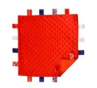 Soft Touch Taggie Dimple Comforter Baby Comfort Blanket with Sensory Tags and Bubble/Heart/Star/Foil Print Pattern (Red Dimple)