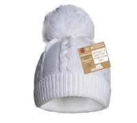 Soft Touch White Eco Cable Knit Hat w/Pom Pom (12-24M)
