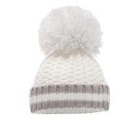 Soft Touch White Ribbed Hat w/Pom Pom (0-12m)