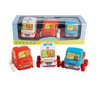 Soft Toy Cars - Fabric Vehicle Play Set, Cartoon Educational Truck Figures, Soft Plush Learning Cars For Kids Early Play | Safe Sensory Travel Toy For Ages 0 To 7 Ambulance Taxi Express Model