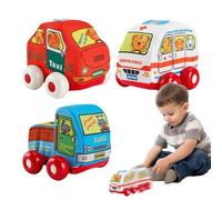 Soft Toy Cars Fabric Vehicle - Washable Ambulance Express Toy | Cartoon Toddler Truck Figure | Plush Taxi & Ambulance Soft Car for Girls Boys Aged 0-7 Years | Cuddly Washable Kid Safe Vehicle