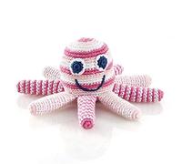 Fairtrade Crochet Baby Soft Toy Octopus Rattle - Pale Pink Pebblechild Pale Pink 1 Pack