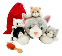 Soft toys for Girls Boys - Huggable Stuffed Animals for Kids - Soft Toy Set Mummy Dog Cat with 4 Cute Baby Puppies Kittens zipped in her Tummy - Cuddly Toy Pillows for girls - Birthday Gift