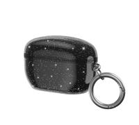 Soft TPU Case for Sony WF-1000XM5 Ear Tips with Keychain Case Cover for WF-1000XM5 Accessories Earbuds, Glitter Transparent Black