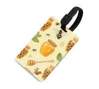 Soft TPU Luggage Tags with Name ID Card - Bees and Honey Suitcase Tag for Travel Bag Tags for Suitcase, Duffel & Backpack 2.6" X 4.1", Black-style, One Size, classic