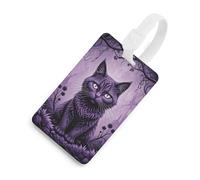 Soft TPU Luggage Tags with Name ID Card - Purple Gothic Cat Suitcase Tag for Travel Bag Tags for Suitcase, Duffel & Backpack 2.6" X 4.1", White-style, One Size, classic