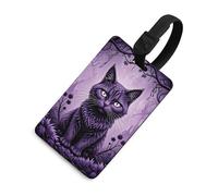 Soft TPU Luggage Tags with Name ID Card - Purple Gothic Cat Suitcase Tag for Travel Bag Tags for Suitcase, Duffel & Backpack 2.6" X 4.1", Black-style, One Size, classic
