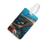 Soft TPU Luggage Tags with Name ID Card - Sea World Suitcase Tag for Travel Bag Tags for Suitcase, Duffel & Backpack 2.6" X 4.1"