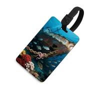 Soft TPU Luggage Tags with Name ID Card - Sea World Suitcase Tag for Travel Bag Tags for Suitcase, Duffel & Backpack 2.6" X 4.1"