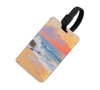 Soft TPU Luggage Tags with Name ID Card - Sunset Beach Ocean Suitcase Tag for Travel Bag Tags for Suitcase, Duffel & Backpack 2.6" X 4.1", Black-style, One Size, classic