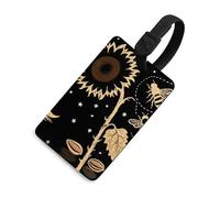 Soft TPU Luggage Tags with Name ID Card - Yellow Sunflower Bumble Bee Black Fall Suitcase Tag for Travel Bag Tags for Suitcase, Duffel & Backpack 2.6" X 4.1", Black-style, One Size, classic