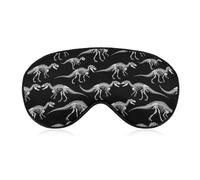 Soft Travel Eye Covers Black and White Dinosaur Skull Skeleton Sleep Shade Cover Blindfold Blackout Sleeping Mask with Adjustable Strap