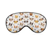 Soft Travel Eyeshade Mixed Breed Dog Set Paw Print White No Pressure Eye Covers Breathable Sleep Masks Comfortable Blindfold Eye Mask