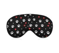 Soft Travel Eyeshade Paw Prints and Hearts On Black No Pressure Eye Covers Breathable Sleep Masks Comfortable Blindfold Eye Mask