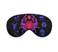 Soft Travel Sleep Eye Mask, Shade Eye Cover, Blindfold Party Game Eye Mask, Crab Neon Zodiac Astrology Cancer