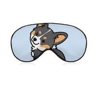 Soft Travel Sleep Eye Mask, Shade Eye Cover, Blindfold Party Game Eye Mask, Cute Corgi Tricolor Dog