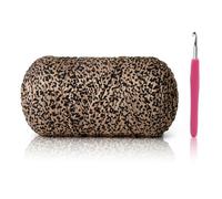 Soft Tshirt Crochet Yarn, 400g/114yds High Elastic Hand Knitting Yarns, Thick T Shirt Yarn for Crocheting Bags, Baskets, Cushions, DIY Crafts（Leopard Print）