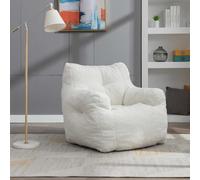Soft Tufted Foam Kids Chair with Teddy Fabric, Bean Bag Chairs, Comfy Lazy Sofa for Living Room and Bedroom, 100x94x70 cm, White Teddy Aosom UK