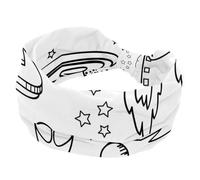 Soft Turban Headband, Women's Wide Hairbands, Space Rocket Planets Stars Moon Non Slip Head Wraps, Elastic Sweat Yoga Workout Headband Cross Knotted Hairwrap Bandana