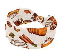 Soft Turban Headbands, Headbands for Women Workout, Thanksgiving Pumpkin Pie Cake Fashion Wide Hairbands, Non Slip Stretchy Head Wraps