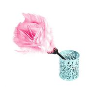 Soft Turkey Feather Duster Brush with Black Handle - Gentle Pink Feathers for Dusting, Non-Scratch Cleaning Tool for Delicate Home Furniture, Car Interiors, and Collectibles