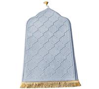 Soft Turkish Islamic Prayer Mat - Traditional Large 25.6x43" Flannel Rug for Salah and Meditation, Light Grey