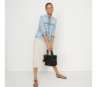 Soft Twill Tie Waist Midi Skirt lands end Stone 18